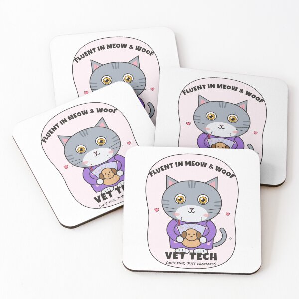 Item preview, Fluent in Meow and Woof – Cute Cat Vet Tech designed and sold by atedesigns.