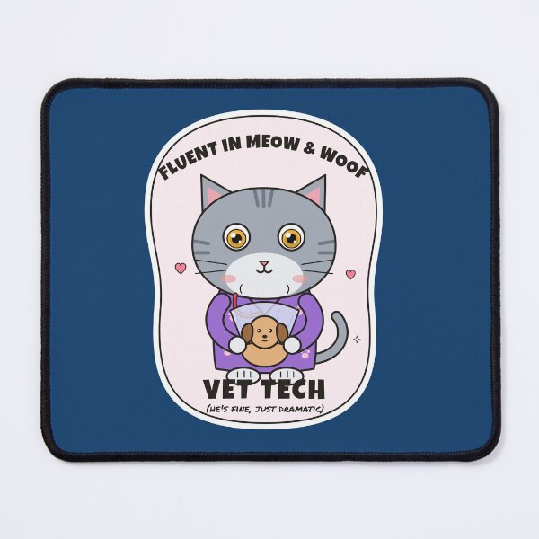 Item preview, Fluent in Meow and Woof – Cute Cat Vet Tech designed and sold by atedesigns.
