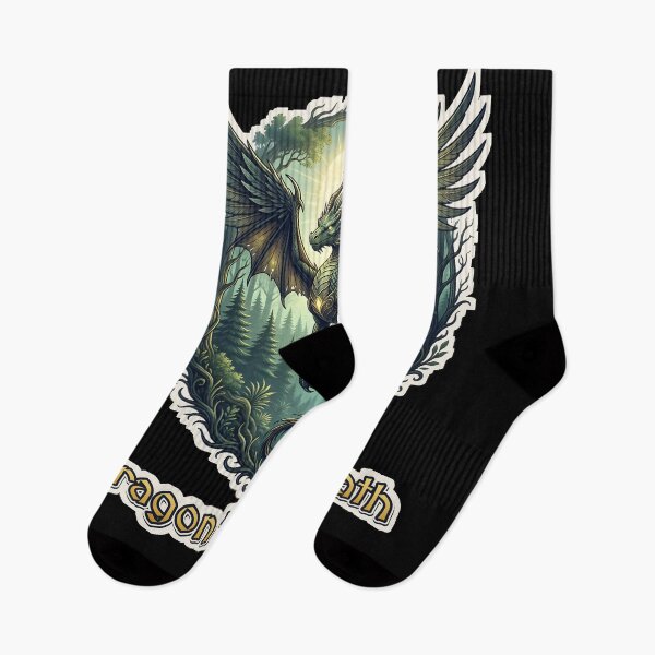 Item preview, Dragon's Breath — Majestic Dragon Flying Over a Lush Forest designed and sold by DarkAgeArt.