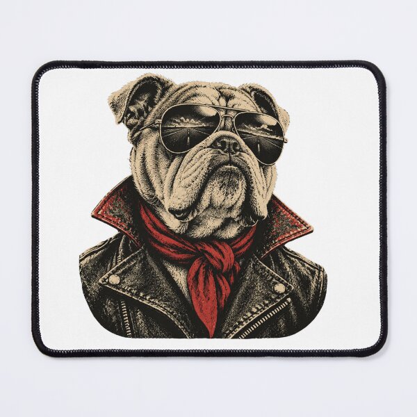 Item preview, Bulldog Biker Vintage Rocker Dog Portrait designed and sold by DariaOltes.