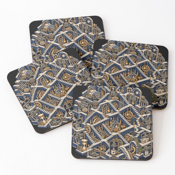 Item preview, Overthinking Maze Embroidered Staircase Mind Chaos Design designed and sold by Emoji Emblems.