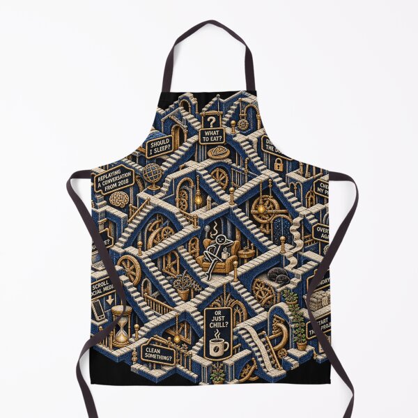 Item preview, Overthinking Maze Embroidered Staircase Mind Chaos Design designed and sold by Emoji Emblems.