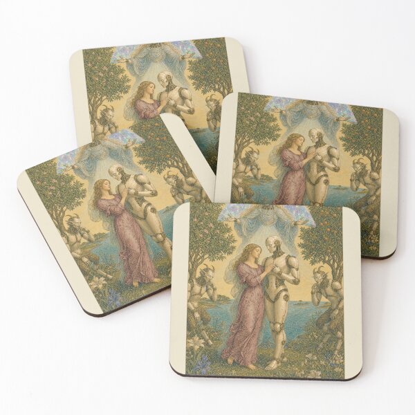 Item preview, The Lovers Tarot Card - Aurora Cyber Renaissance Art Print designed and sold by DMarquiseArt.