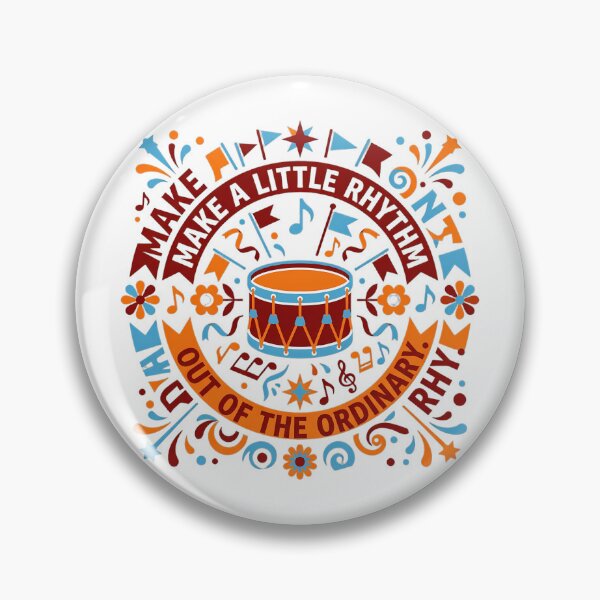 Item preview, Folk Art Colorful Toy Drum with Musical Notes and Flags Illustration designed and sold by SHOP-Corner.