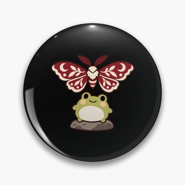Item preview, Cute Gothic Frog Watching a Burgundy Moth designed and sold by AMICO77.