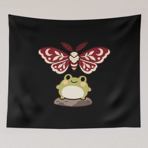 Item preview, Cute Gothic Frog Watching a Burgundy Moth designed and sold by AMICO77.