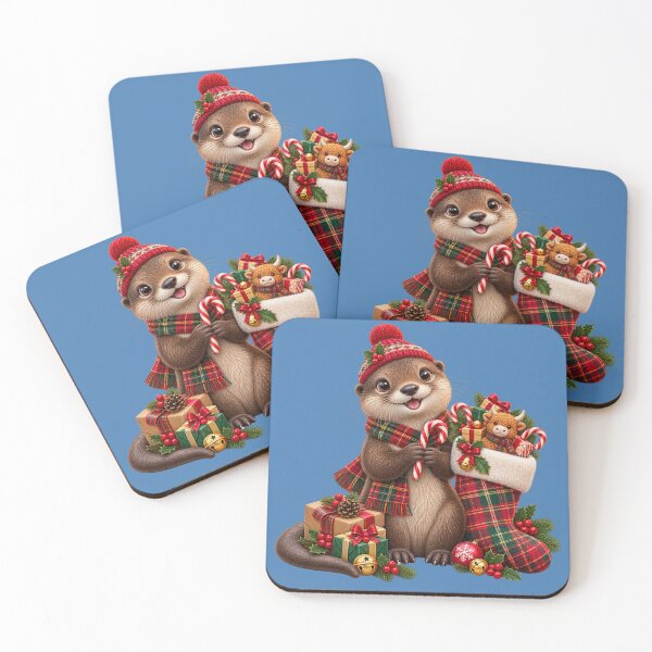 Item preview, Cute Scottish Otter Filling a Christmas Stocking designed and sold by MaedK.