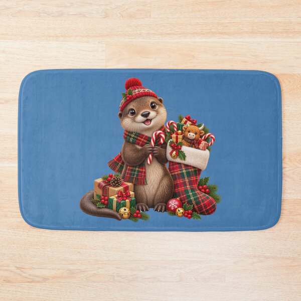 Item preview, Cute Scottish Otter Filling a Christmas Stocking designed and sold by MaedK.