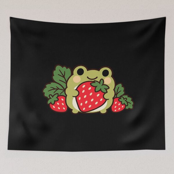 Item preview, Cute Cottagecore Frog Hugging a Ripe Strawberry designed and sold by AMICO77.