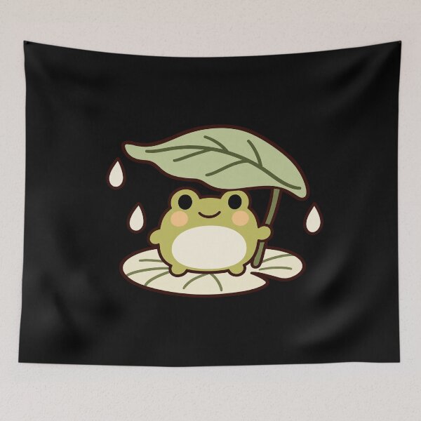 Item preview, Cute Cottagecore Frog Sheltering Under a Leaf designed and sold by AMICO77.