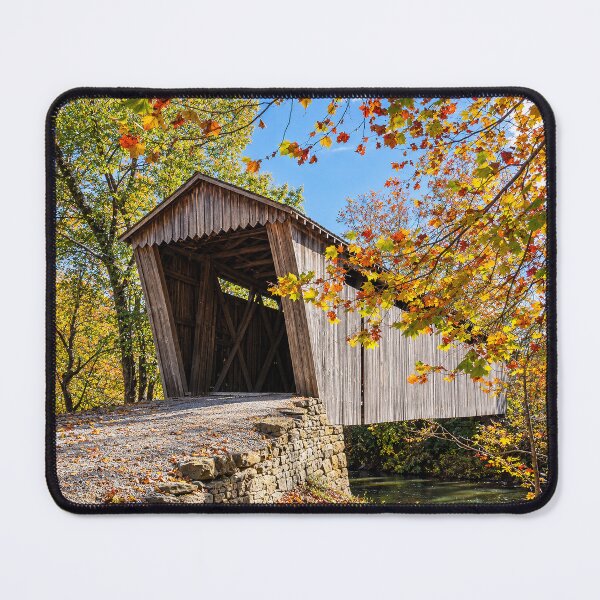 Item preview, Switzer Covered Bridge in Autumn designed and sold by gotucoveredart.
