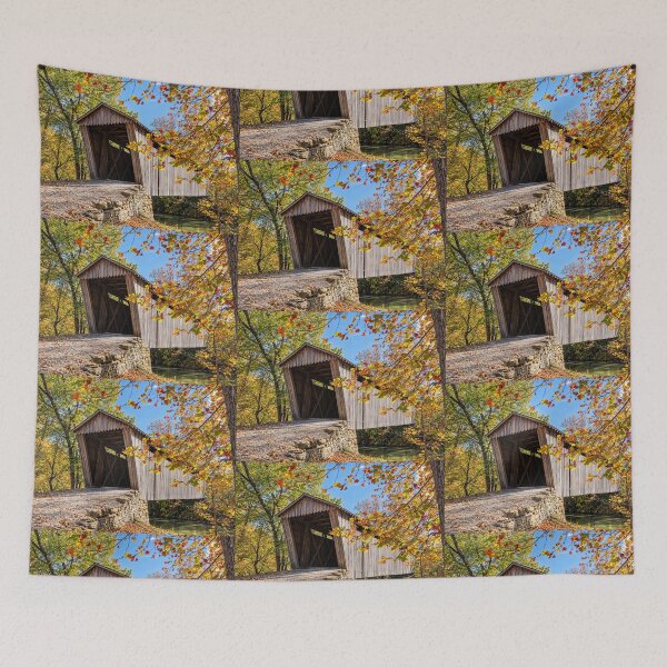 Item preview, Switzer Covered Bridge in Autumn designed and sold by gotucoveredart.