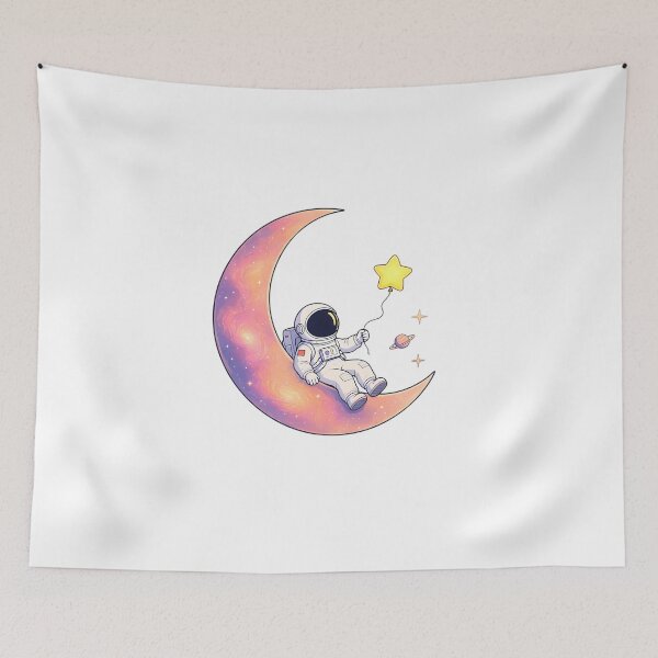 Item preview, Astronaut Relaxing On Crescent Moon Art designed and sold by Shop of Wonders.
