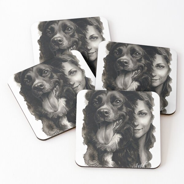 Item preview, Tu Mirada Mi Refugio - Dog Mom & Border Collie / Girl And Dog Black Watercolor designed and sold by EfectoCreativo.