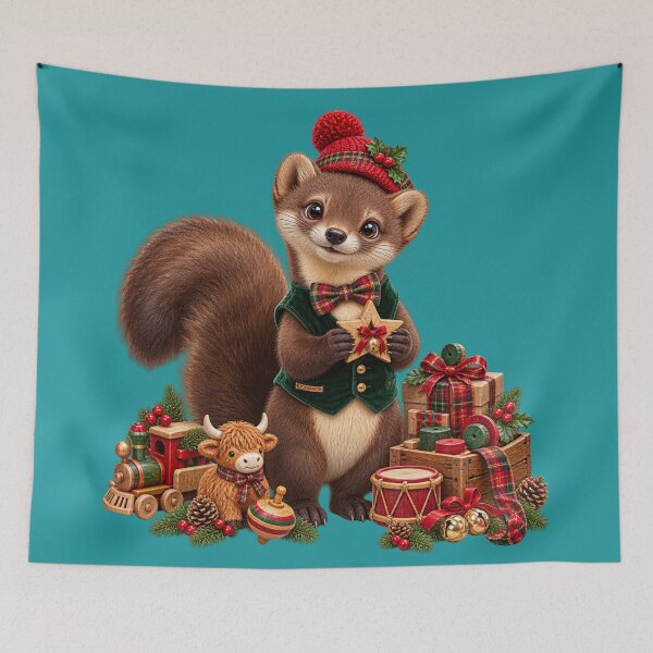 Item preview, Cute Scottish Pine Marten Christmas Toy Maker designed and sold by MaedK.