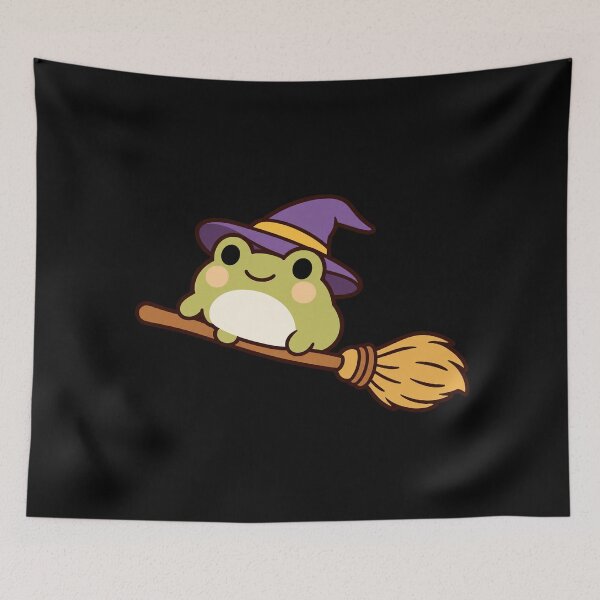 Item preview, Cute Witchy Frog Flying on a Broomstick designed and sold by AMICO77.