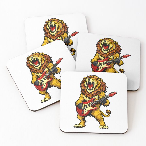 Item preview, Rock Star Lion Playing Electric Guitar designed and sold by ROARSOME DESiGNS.