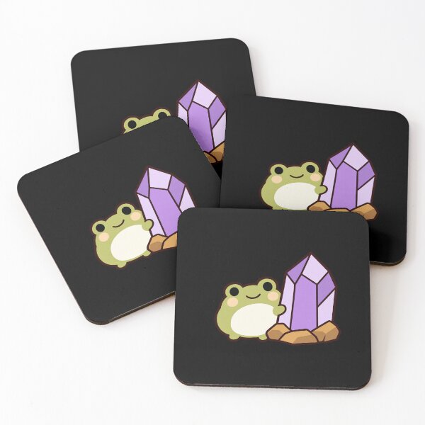 Item preview, Cute Witchy Frog Guarding a Lavender Crystal designed and sold by AMICO77.