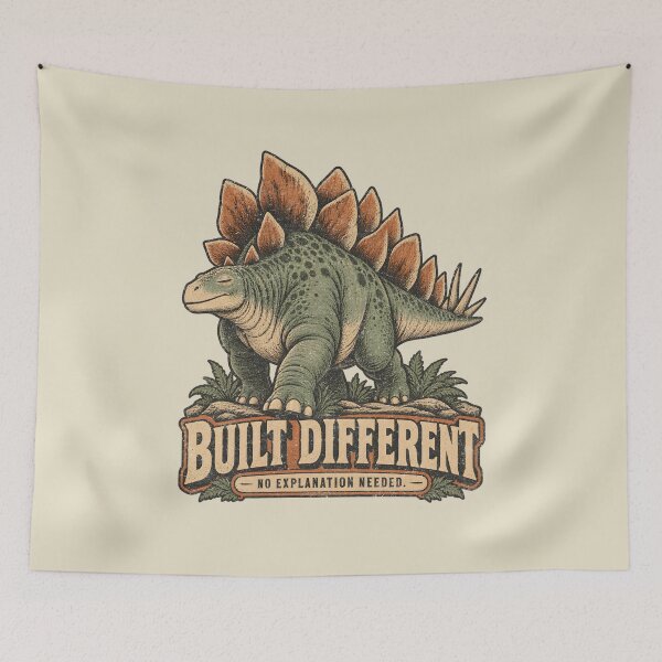 Item preview, Built Different – Retro Stegosaurus Dinosaur designed and sold by AwesomeBeyondLimits.