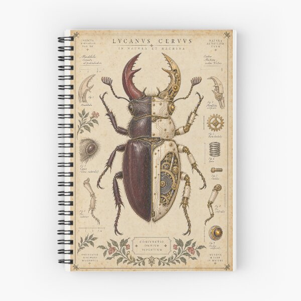 Item preview, Stag Beetle Natura et Machina Cyber Renaissance Anatomical Chart designed and sold by DMarquiseArt.