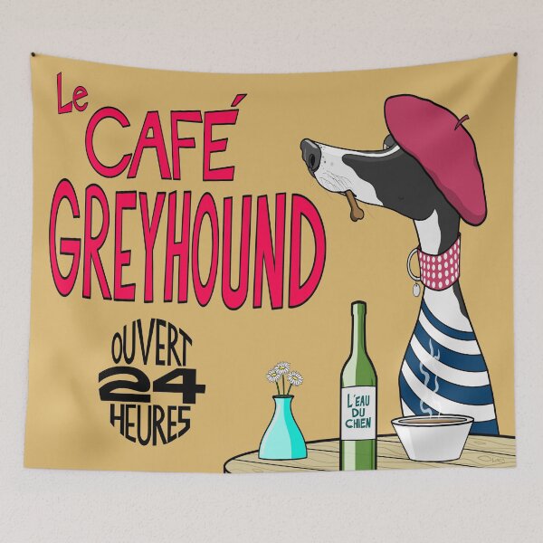 Item preview, Cafe Greyhound (Tapestry and poster) designed and sold by jameshardy.