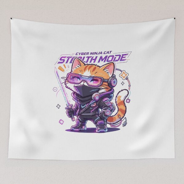 Item preview, CYBER NINJA CAT designed and sold by Inkmood.shop.