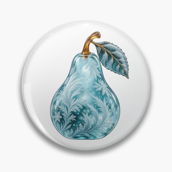 Item preview, Frosted Aqua Glass Pear Winter Botanical Art designed and sold by TeNovaStudio.
