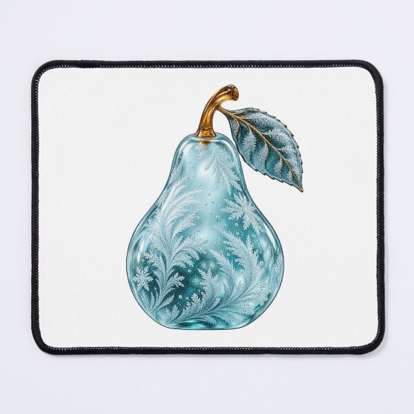 Item preview, Frosted Aqua Glass Pear Winter Botanical Art designed and sold by TeNovaStudio.