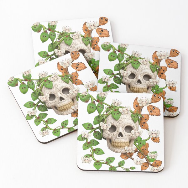 Item preview, Kawaii Sugar Skull with Cute Butterflies and Vines designed and sold by Dhiraaj.