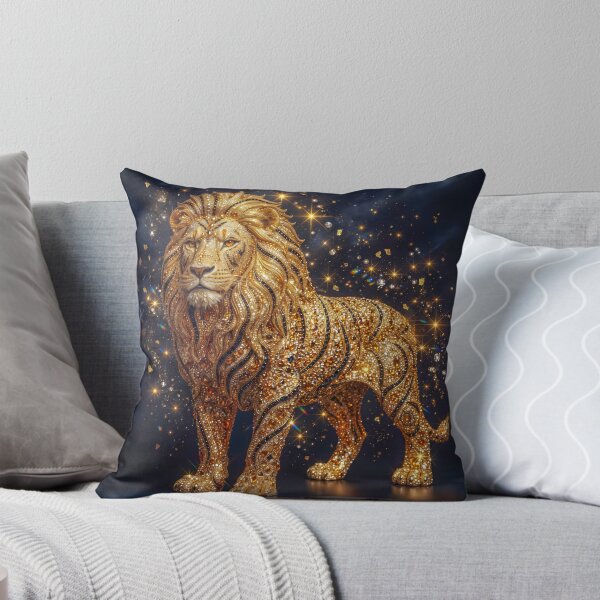 Item preview, Majestic Golden Diamond Lion Art – Regal Glitter Sparkle Big Cat designed and sold by MargaretWiktor.