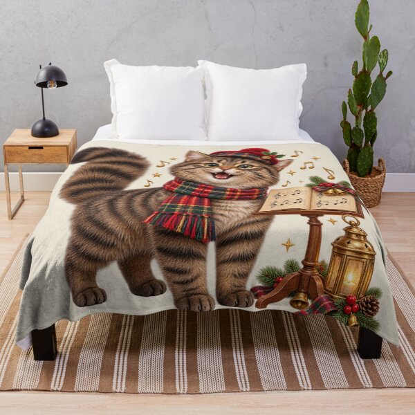 Item preview, Cute Scottish Wildcat Christmas Carol Singer designed and sold by MaedK.