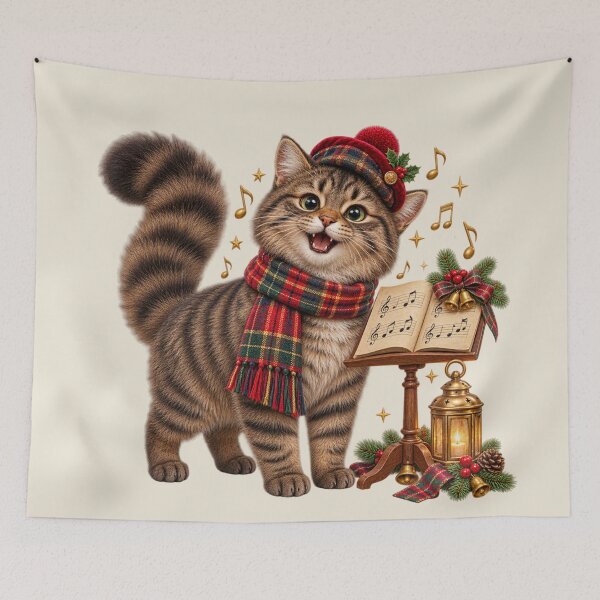 Item preview, Cute Scottish Wildcat Christmas Carol Singer designed and sold by MaedK.