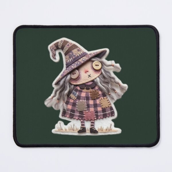 Item preview, Cute Felt Witch Stitched Cottagegoth Halloween Art designed and sold by KPT Art & Design.