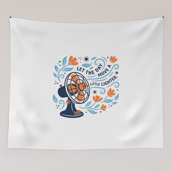 Item preview, Folk Art Vintage Desk Fan with Flowing Breeze and Florals Illustration designed and sold by SHOP-Corner.