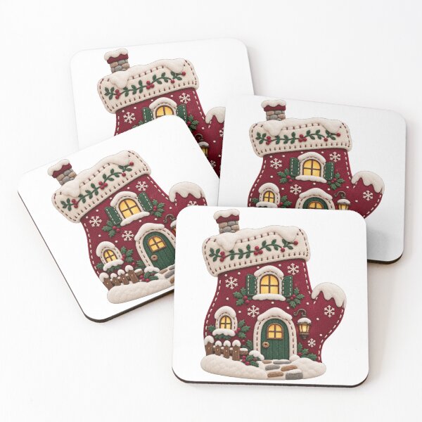 Item preview, Cozy Mitten Cottage Snowy Winter House Art designed and sold by TeNovaStudio.