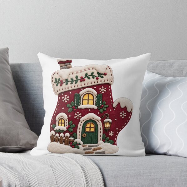 Item preview, Cozy Mitten Cottage Snowy Winter House Art designed and sold by TeNovaStudio.