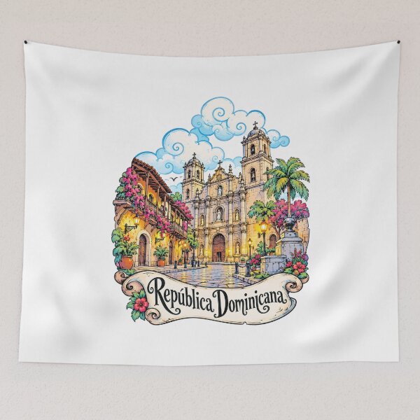 Item preview, Dominican Republic Colonial Cathedral Illustration designed and sold by EdwinkOne.