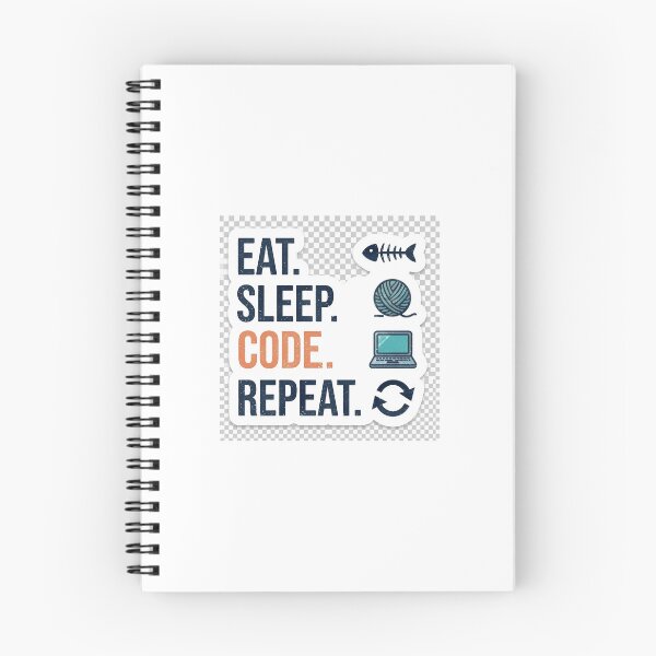 Item preview, Eat Sleep Code Repeat - Funny Cat Programmer Routine Sticker designed and sold by Kushwaha18.