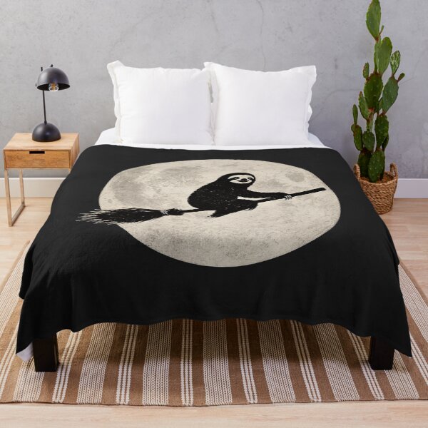 Item preview, Sloth Witch on Broomstick Full Moon Halloween Vintage designed and sold by AilinsDesigns.