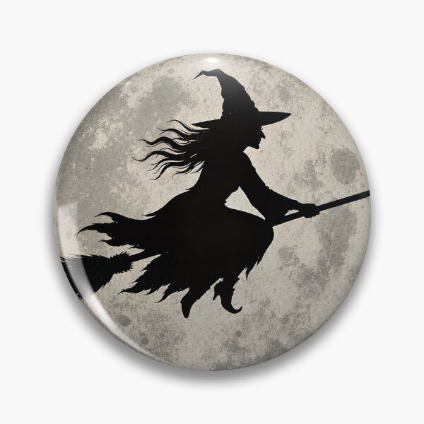 Item preview, Classic witch on a broomstick, full moon, Halloween, vintage designed and sold by AilinsDesigns.