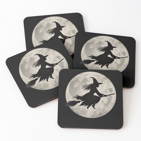 Item preview, Classic witch on a broomstick, full moon, Halloween, vintage designed and sold by AilinsDesigns.