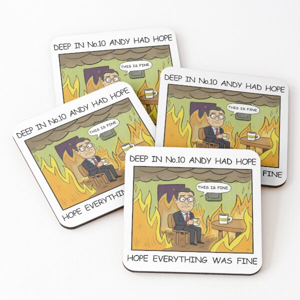 Item preview, Deep in No. 10 - This Is Fine Meme - Andy Burnham Edition designed and sold by DoomLoopDesigns.
