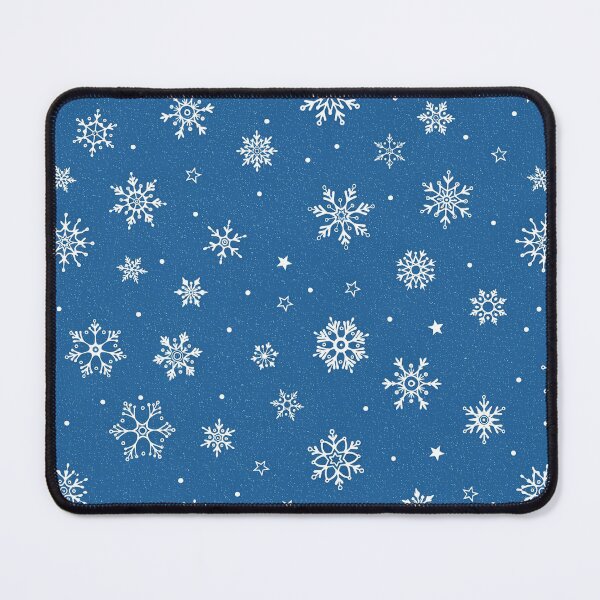 Item preview, White Snowflake Pattern on Deep Blue Winter Print designed and sold by Mindful Wall Art Studio.