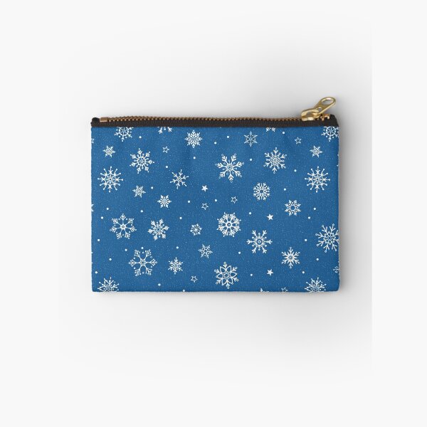 Item preview, White Snowflake Pattern on Deep Blue Winter Print designed and sold by Mindful Wall Art Studio.