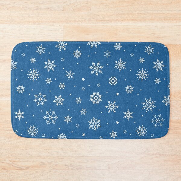 Item preview, White Snowflake Pattern on Deep Blue Winter Print designed and sold by Mindful Wall Art Studio.
