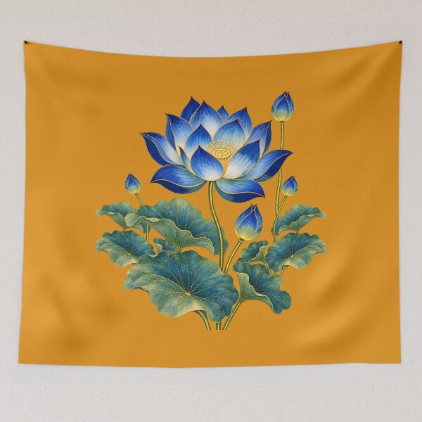 Item preview, Blue Lotus Pichwai Art - Indian Folk Art designed and sold by ShreecreatE.
