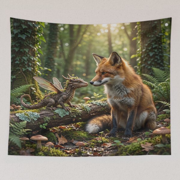 Item preview, Royal fox finds a tiny mossy dragon designed and sold by Mente Creativa.