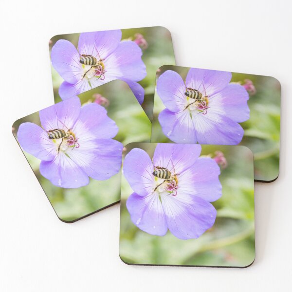 Item preview, A Bee in a Violet Dream – Macro Nature Photography designed and sold by little_macro_love.