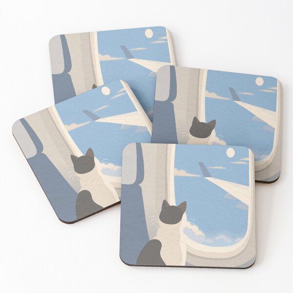 Item preview, Somewhere a Little Quieter – Minimalist Cat Airplane Window Illustration designed and sold by Star Soulofficial.