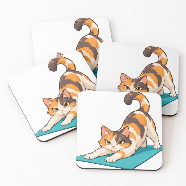 Item preview, Yoga Mat Cat Coach designed and sold by CozyMigo.